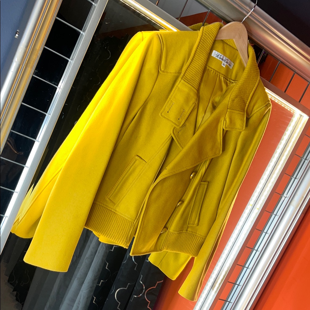 Brand New Kenneth Cole New York Vibrant Marigold Pea Coat